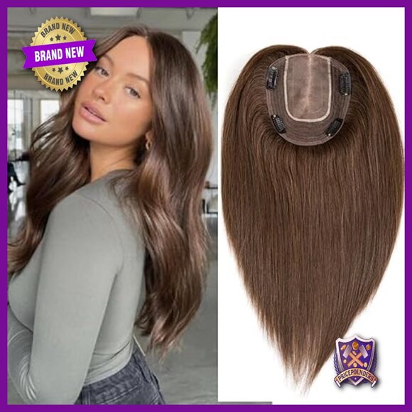 Human Hair Topper 10 Inch Mono Base Clip In Hairpiece for Thinning Hair main image 6